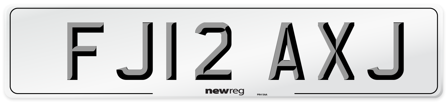 FJ12 AXJ Number Plate from New Reg